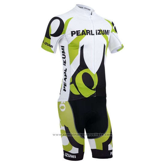 2013 Maillot Cyclisme Pearl Izumi Blanc et Vert Manches Courtes et Cuissard